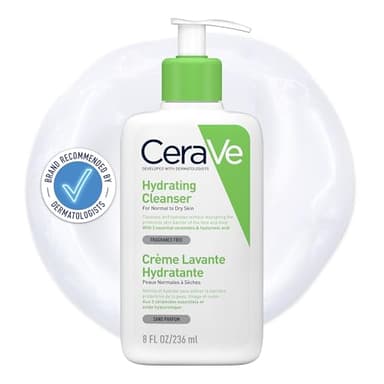 CeraVe Hydrating Cleanser, for normal to dry skin, contains Hyaluronic Acid and 3 essential ceramides, facial cleanser for sensitive skin, Cerave skin care face wash, 236ml
