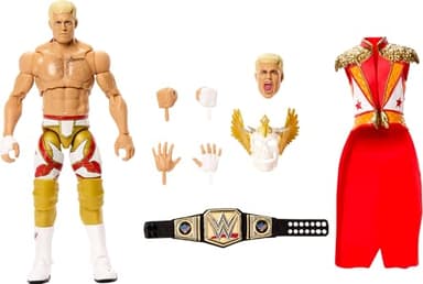 Mattel WWE Ultimate Edition Action Figure & Accessories Set, Cody Rhodes 6-inch Collectible with Swappable Heads & Hands, 30 Articulation Points, JHV89