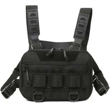 Kaxich Tactical Chest Rig Bag for Men Women, Running Chest Bag Utility Chest Pack Recon Kit Bag for Hiking Hunting Fishing Running Cycling (Black)