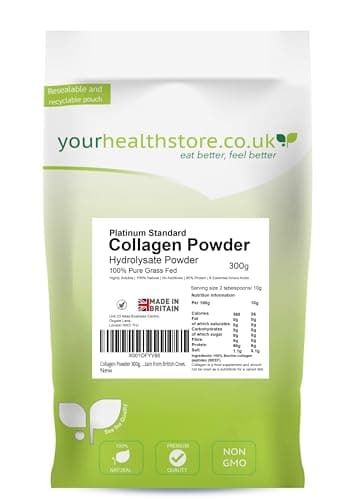 Collagen Powder 300g, 100% Pure Unflavoured, Grass Fed, Platinum Standard, Bovine, Made in Britain from British Cows (Bovaer Free).