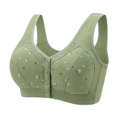 Post Surgical Bra Front Closure Cotton Mastectomy Bra with Pockets for Medium Elderly Women Wirefree Underwear Comfort Ladies 2025 Green