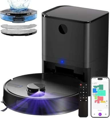 MONSGA MS1MAX Robot Vacuum with Mop, 5000Pa Strong Suction, Lidar Navigation Robotic Vacuum with 3.5L Self-Empty Station, 180mins Runtime, APP/Remote/Voice Control, for Hard Floors and Carpets