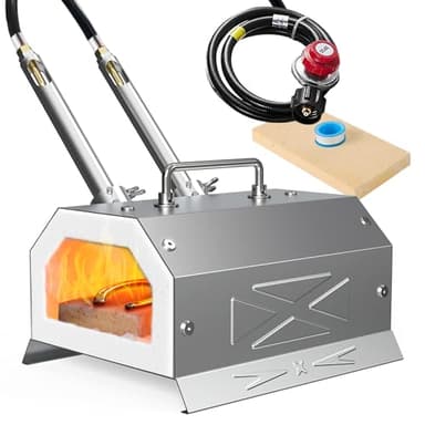 Nelyrho Propane Blacksmith Forge Kit with Dual Burners and 30PSI Regulator, Made of Stainless Steel, for Blacksmithing and Knife Making (Double Burners)