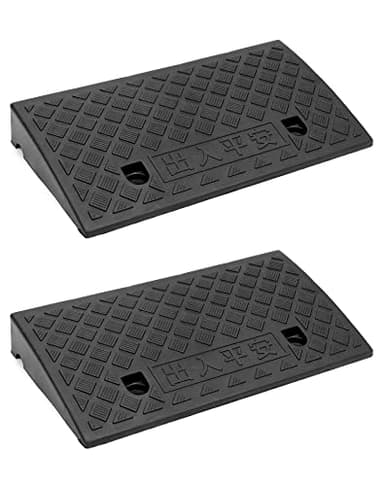 QWORK® 2PCS Plastic Curb Ramps, Door Ramp, Threshold Ramps, For Wheelchairs, Motorcycle, 49x27x7 cm