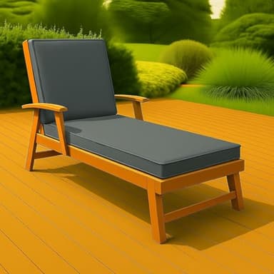 Sun Lounger Cushion Waterproof Recliner Pad Removable Cover Zipper Outdoor Garden Deck Bed (Grey)