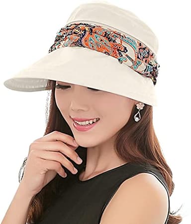 KXF Women 2 in 1 Foldable Sun Hat with Neck Flap Breathable Quick Dry 360°Protection Outdoor Sports Visor Large Brim UV Sun Protection UPF 50+ Beach Fishing Hat