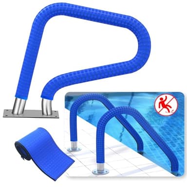 Pool Railing Covers 4ft, 120cm Non Slip Pool Handrail Covers with Zippers, Inground Swimming Pools Hand Rail Above Gound Cool Anti Heat Resistant Pool Ladder Handles Cover for Pool Ladder Pool Steps