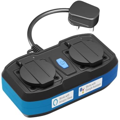 HBN 13A Outdoor Smart Plug that Work with Alexa&Google Assistant,Waterproof Double Sockets with Voice Control&APP Control,IP44 Smart Life Wifi Plugs