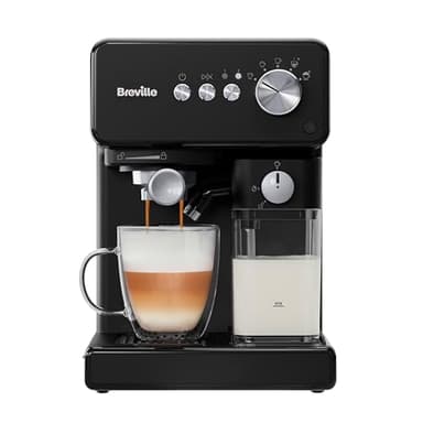 Breville Prima Latte One-Touch Espresso Maker | Auto Milk Frother | Coffee Machine for CappuccinosLattes & More | 15 Bar Italian Pump | Black | VCF183