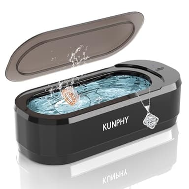 KUNPHY Ultrasonic Jewellery Cleaner, Ultrasonic Cleaner Machine 12oz 46KHz, Professional Sonic Cleaner with One-Touch Operation, Ultrasonic Cleaner for Rings, Glasses, Jewelry, Dentures