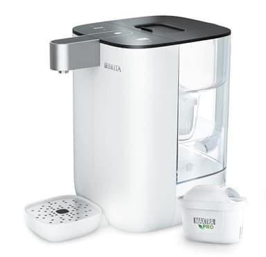 BRITA Cube Ambient & Hot Water Dispenser White (4.0 L) various temperature and cup-size presets, ultimate safety with UV-C technology for bacteria-free water & integrated MAXTRA PRO water filter