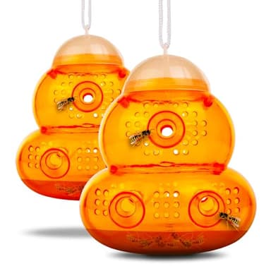 ASPECTEK Wasp Traps, 2-Pack – Reusable Hourglass-Shaped Traps, Yellow Jacket & Hornet Catchers for Indoor & Outdoor Use