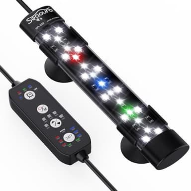 SEAOURA Submersible Aquarium Lights for Fish Tank, 24/7 Cycle Fish Tank Light with Timer, Full Spectrum+7 Single Colors, Auto On/Off, Adjustable Brightness, 6W (18cm)