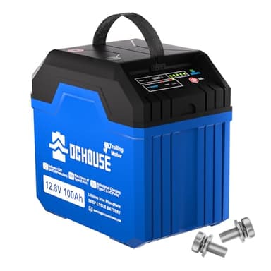 DCHOUSE 12V 100Ah Portable Lithium leisure Battery, Upgraded 2.0 Lifepo4 Battery with SOC Light, Trolling Motor Marine with USB-A, DC Ports, Built-in 100A BMS, Up to 15000 Cycles