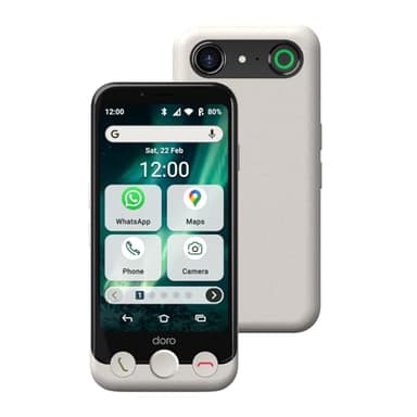 Doro - Aurora A10 Mobile Phone – Senior Smartphone – Easy to Use – Assistance Button with GPS Location – Hearing Aid Compatible – USB Cable Included – Bone