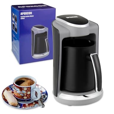 APOXCON Automatic Turkish Coffee Maker 1-4 Cups, Electric Turkish Coffee Machine 250mL with Stainless Steel Heat Plate & Prevents Boiling Dry Function
