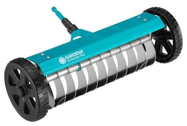 Gardena combisystem Vertical Cutter: The hand-powered lawn scarifier for getting rid of moss, weeds, and thatch, 32 cm working width, with robust wheels and supporting axle for easier work (3395-88)