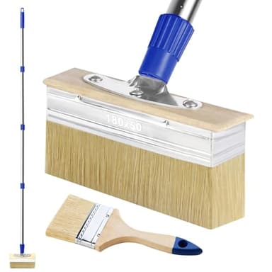 7" Decking Paint Brush Deck Stain Applicator with 60" Long Handle, 3" Paint Brush Included for Woodstains, Oils, Deck Coatings, Fence, Wall, Furniture