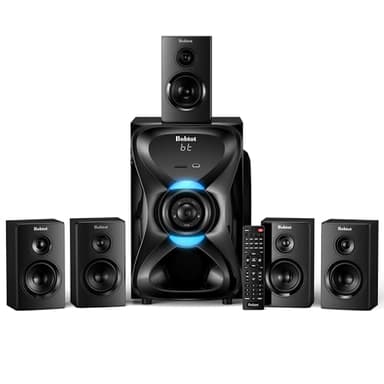 Bobtot Surround Sound Systems Wireless Rear Satellite Speakers - 1000W Peak Deep Bass 8 inch Subwoofer 5.1/2.1 Channel Home Theater System with ARC Optical Bluetooth Karaoke Input