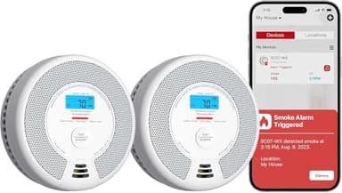 X-Sense Wi-Fi Combination Smoke Alarm and Carbon Monoxide Alarm with Replaceable Battery, Smart Fire Alarm Compatible with X-Sense Home Security App, SC07-WX, 2-Pack