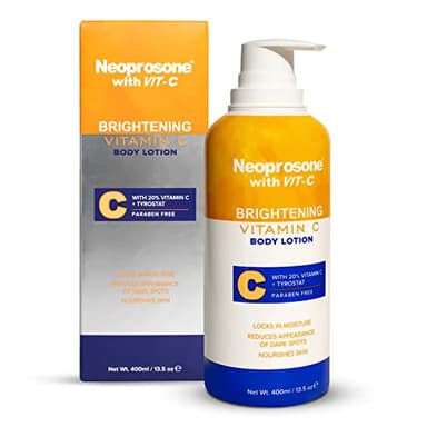 NEOPROSONE Brightening Body Lotion 400ml - Formulated to Fade Dark Spots on Elbows, Knees, Neck, Body and Intimate Parts, with Lactic Acid, Alpha Arbutin Complex and Vitamin C