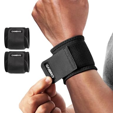 CAMBIVO Wrist Supports 2 Pack, Adjustable Compression Wrist Straps for Carpal Tunnel, Wrist Brace, Pain Relief, Lifting Straps Wrist Wraps for Weightlifting, gym accessories for men and women (Black)