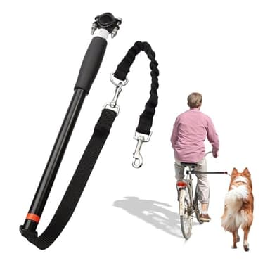 BORDEAG Bicycle Dog Lead, Hands Free, Retractable, 123 cm, Black
