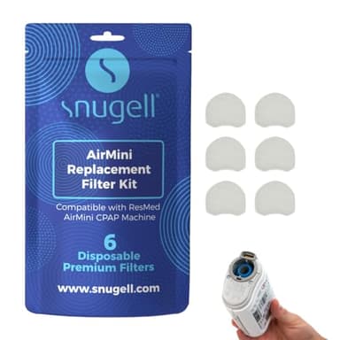 Snugell AirMini CPAP Filters – 6-Pack – Compatible with ResMed AirMini Travel Machines – Ideal for Travel & Home Use – Ensures Enhanced Air Filtration, Easy Installation, and Cleaner Breathing Air