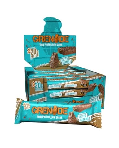 Grenade Chocolate Chip Salted Caramel High Protein, Low Sugar Bars, 12 x 60 g – 21 g Protein per Snack Bar with a Salted Caramel layer & Milk Chocolate Coating