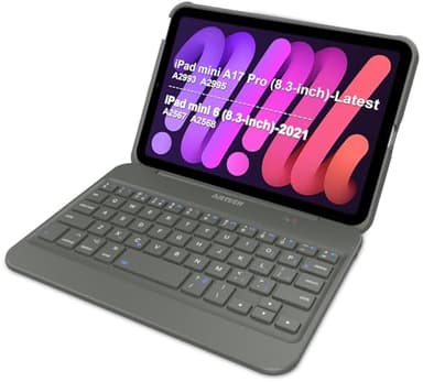 iPad mini 8.3-inch(A17 Pro) Keyboard Case, Arteck Bluetooth Keyboard with Folio Full Protection Shockproof Case for Apple 8.3-inch iPad mini (Latest A17 Pro) iPad mini 6 (2021) with Swivel Rotating
