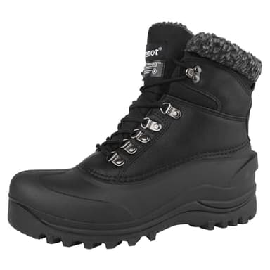 riemot Men's Snow Boots Waterproof Walking Boots Warm Comfortable Trekking Hiking Shoes for Outdoor Lace Up Fur Lined Dog Walking Yard Gardening Shoes Size Black 10 UK/44 EU