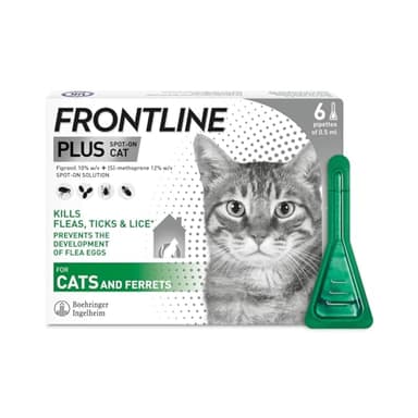 FRONTLINE Plus Flea & Tick Treatment for Cats and Ferrets - 6 Pipettes