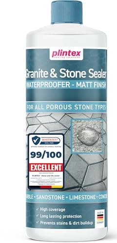 PLINTEX® Stone Sealer Outdoor & Indoor 1L covers up to 12 sqm - Water-Based Stone Impregnator for Sandstone, Limestone, Granite, Travertine, Concrete & Slate - Impregnating Patio Cleaner Sealant