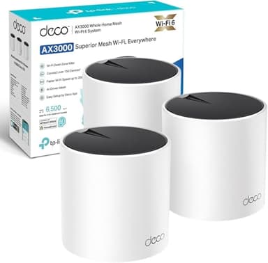 TP-Link Deco X55(3-pack) AX3000Mbps Whole Home Mesh WiFi 6 System, AI-Driven Seamless Mesh, Coverage 6,500 ft2, 150 Devices Connection, WiFi Router, Extender Booster, Easy Setup, Alexa&Google Home