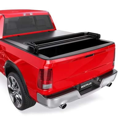 MOSTPLUS Soft Folding Truck Bed Cover Compatible with 2002-2025 Dodge Ram 1500 Included.Classic and New Body/2003-2024 Ram 2500 3500 Fleetside (without RamBox) (6.5' Bed) on the