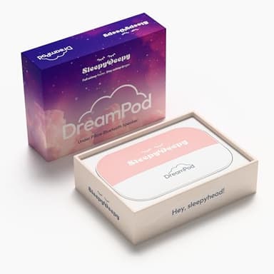 DreamPod Under-Pillow Speaker For Sleep (Pink) | Bluetooth, Bone Conduction Sound | Wireless, Thin, 20hr Battery, Sleep Timers, USB-C | Private Audio Sleep Aid for Side Sleepers, Tinnitus & Insomnia