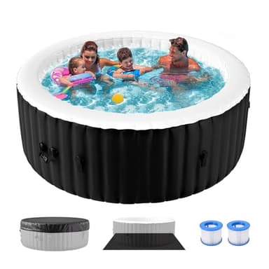 Obqer Inflatable Hot Tub 4 Person, 2400W Blow Up Hot Tubs, Leak-Proof Portable SPA Pool with 120 Air Jets, Lid & Heating, 799L, Rapid Heating, Freeze Protection, Relax Bubble Massage, 71x71x25 Inch