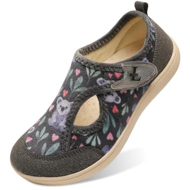 JIASUQI Breathable Diabetic Shoes for Women Non-Slip Wide Shoe for Swollen Feet Adjustable Arthritis Walking Shoes Ladies House Slippers(Grey Koalas 38,Size 5)