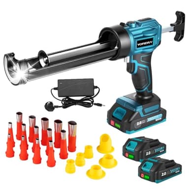 Yofidra Electric Caulking Gun Cordless - 4 Speed Adjustable, 2 x 2.0Ah Batteries, LED Light, Drip-Free - Works with 300ml Silicone & Sealant Cartridges for Sealing, Filling, Leak Proof, DIY