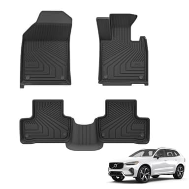 3W Floor Mats Fit for Volvo XC60 2019-2026 (Not for Plug-in Hybrid), All Weather Dog Friendly Thorex™ TPE Car Mat, Waterproof Anti-Slip Easy to Clean Heavy Duty Floor Liner Volvo Accessories
