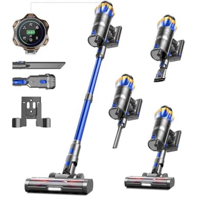 580W 48kPa 65Mins Cordless Vacuum Cleaner, 1.6L Self-Standing Anti-Tangle Vacuum cleaners for Home with OLED Touch Screen, Wall-Mounted Charging, Upright Vacuum for Pet Carpet Car Hardwood Floor