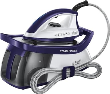 Russell Hobbs Steam Iron [2600W,100g/min continuous steam] SteamPower (4.5 bar pressure, 60sec heat up time, 1.9m cord, 3 steam settings, 1.3 L tank, Ceramic soleplate, Anti-limescale) 24440