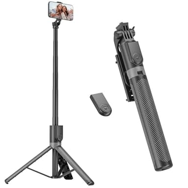 RISEOFLE Phone Tripod & Selfie Stick, 180cm Aluminum All in One Extendable Tripod for Smartphone, Portable Travel Phone Stand for Filming, with Wireless Remote for iPhone/Samsung/Android/Camera