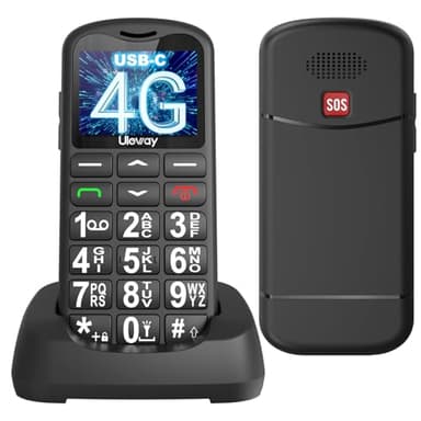 Tosaju 4G Feature Phone Unlocked Senior Mobile Phone Big Button Phone for Elderly Simple Basic Unlocked Sim Free Easy to Use Feature Mobile Phone LCD Display SOS Button 1000 mAh Battery Black
