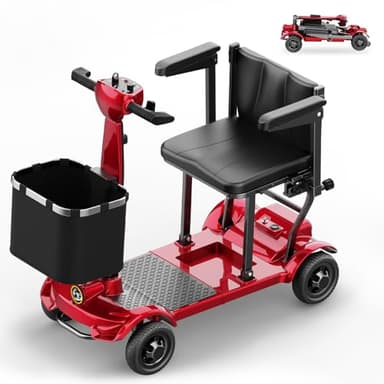 Portable Mobility Scooter, 30km Range, 130 kg Load Capacity, Anti-Tip Design, Replaceable Battery, TODIMART X17 Foldable Mobility Scooter for Adults