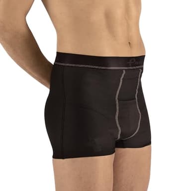 Medically Approved Hernia Boxer Shorts with 2 Removable Pads – Inguinal, Scrotal & Lower Abdominal Support Briefs – Discreet Everyday Wear – Black (L) Waist 32"