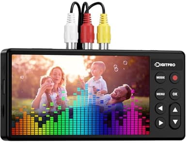 VHS to Digital Converter 3.0, HD 5“ Large Screen VHS Digitising Video Recorder, VHS Video Grabber Compatible with Mini DV, DVD Player, Blu Ray Player, Hi8, Camcorder, Cassette Tape, Gaming Consoles