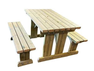 MG Timber Heavy Duty 6FT Wooden Picnic Table and Benches Set - Rounded Corners