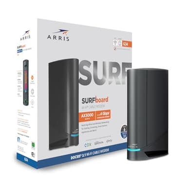 ARRIS (G34 - Modem Cable Router Combo - Fast DOCSIS 3.1 Gigabit WiFi 6 (AX3000), Approved for Comcast Xfinity, Cox, Spectrum and More, Maximum Internet Speeds of 1Gbps