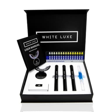White Luxe Teeth Whitening Kit with LED Mouthpiece & Desensitizing Gel Pen - Enamel-Safe & Formulated by Dentists - Teeth Stain Remover - Peroxide Free & Vegan